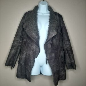 LOST APRIL Faux Fur/Suede Asymmetrical Coat